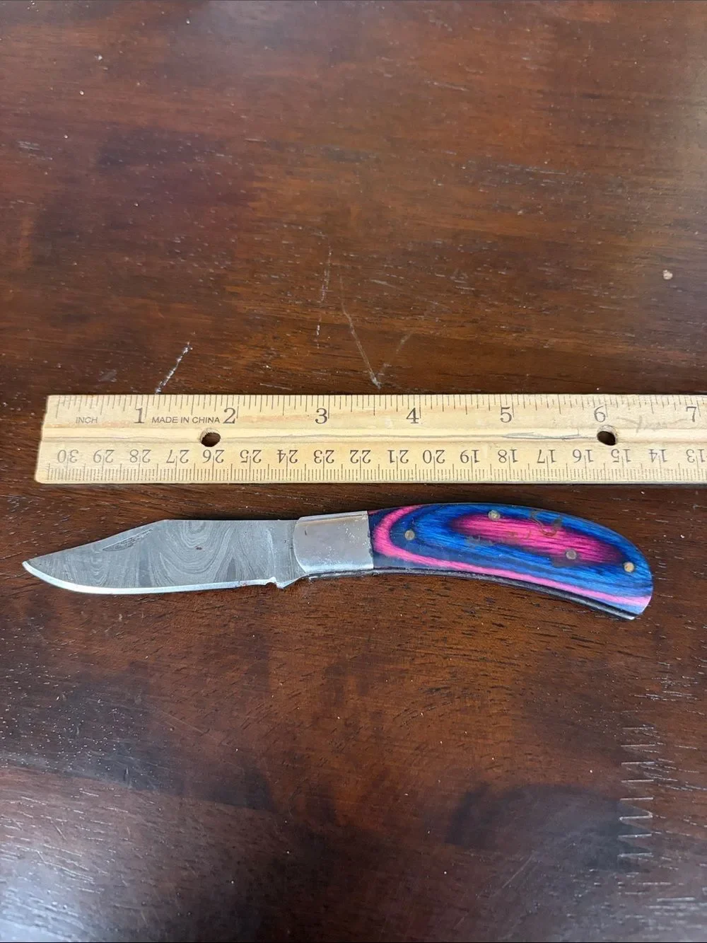 Hand crafted 6.25” folding Damascus steel